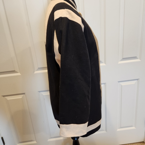 Venus imports duck canvas hemp cotton  blend jacket black cream Unisex Oversized - Picture 10 of 11